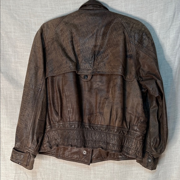 Vintage Brown Leather Adventure Bound Bomber Jacket Size Small with Thinsulate - Picture 5 of 7